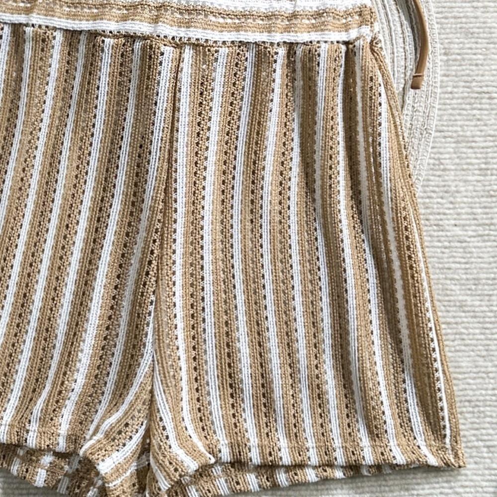 Stripes 3 in 1 Swimwear Set Lace Up Knitting Swimsuit Casual Bikini Bathing Suit  Beach