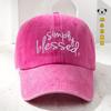 Embroidered Sun Protection Baseball Cap Women Men Wide Brim Adjustable Hat In Linen