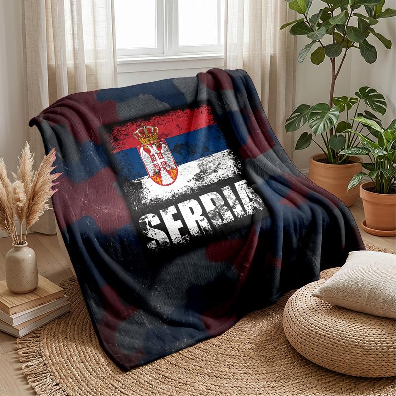 Coperta in Flanella Stampata Serbia Amica della Pelle Calda Decorativa Plaid per Divano Letto Interno Uso Quotidiano