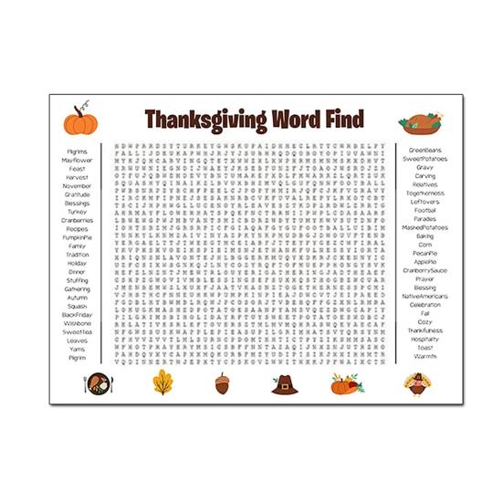

Giant Thanksgiving/Christmas Word Search Poster 36 x 22 Inch Word Search Puzzle Wall Game PVC Reusable Holiday Activity Poster for Family Fun B