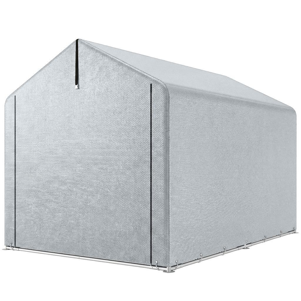 Garden Shed Storage Tent, Motorcycle Shelter, Roll-Up Door, 162 x 221.5 x 163 cm, Light Grey