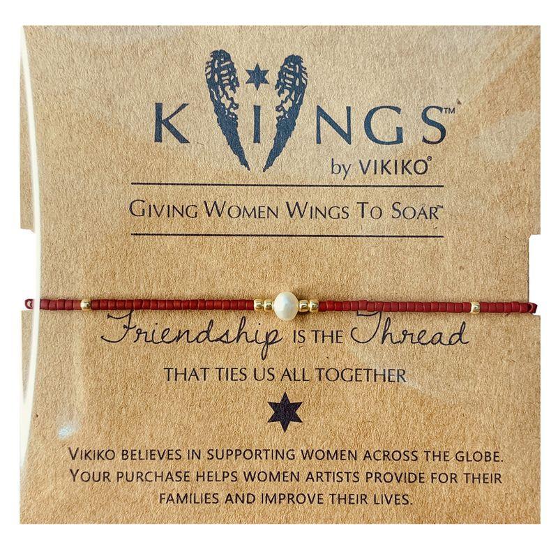 

Vikiko Special-Interest Design Плетеный ручной ремешок с бусинами для девочек Red