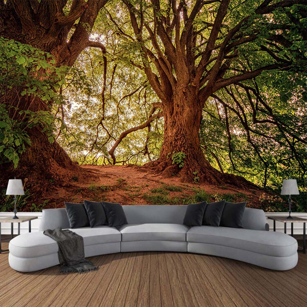 Natural Forest Tapestry Wall Hanging Home Art Decoration Hanging Painting Living Room Dormitory Outdoor Picnic Mat Bed Sheet