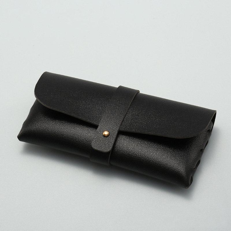 Leather Glasses Case with Soft Cloth and Zipper Lid