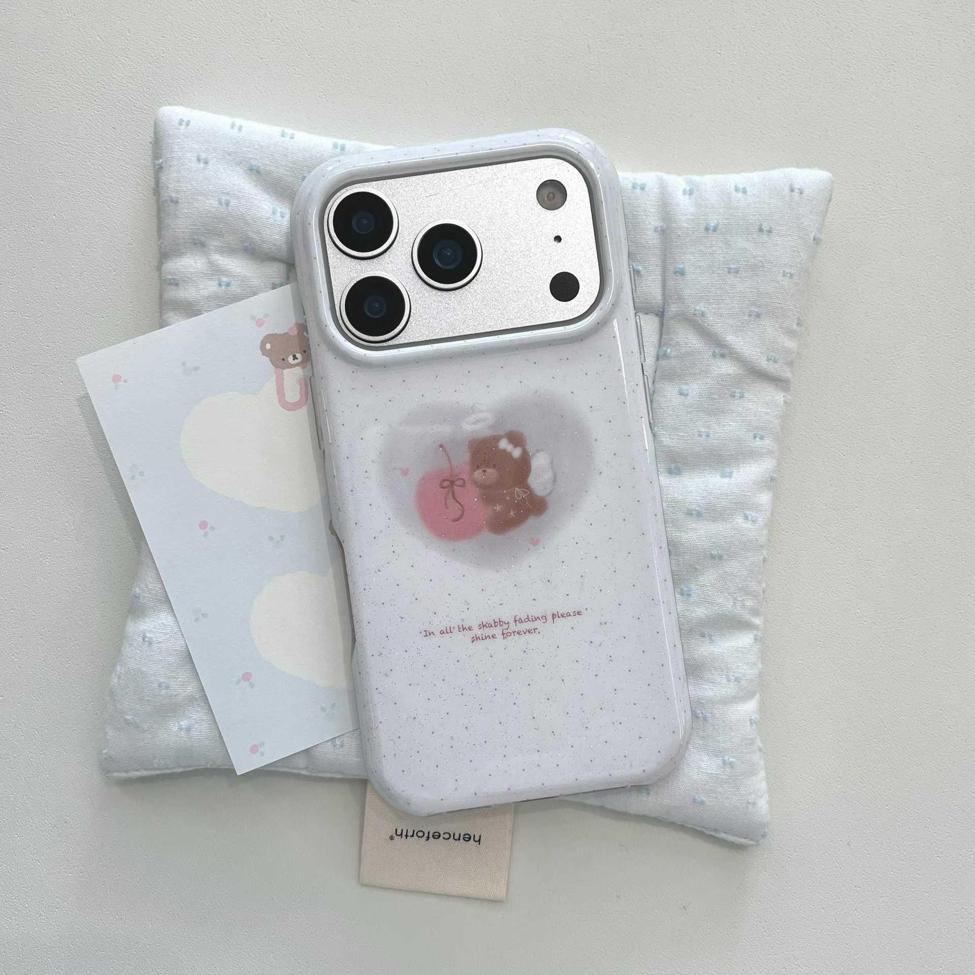 

Sweet Girl Polka Dot Heart Bear Case for Apple 17 ProMax/16 with Chain iPhone 16