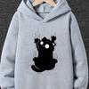 2026 Kids Cute Black Cat Hoodie Cartoon Graphic Print Kawaii Animal Pullover Sweatshirt Girls Boys Pink Casual Spring Autumn