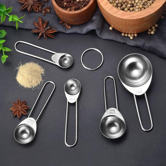 5 Stück/Set Messlöffel Rostfrei Massiver Edelstahl Rostfreie Messlöffel für die Küche