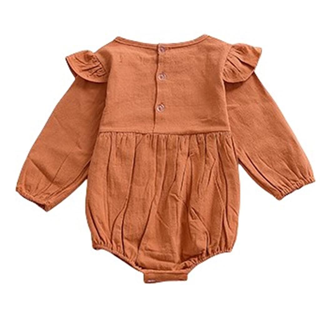 Misia Luxury Baby Romper, Autumn/Winter, Bubble Sleeves, Girls' Cotton, Orange, 7052, 3 Years
