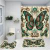 Animal Butterfly Pattern Shower Curtain Bath Sets Waterproof Non-Slip Bathroom Rug Toilet U With 12 Hooks Home Deco