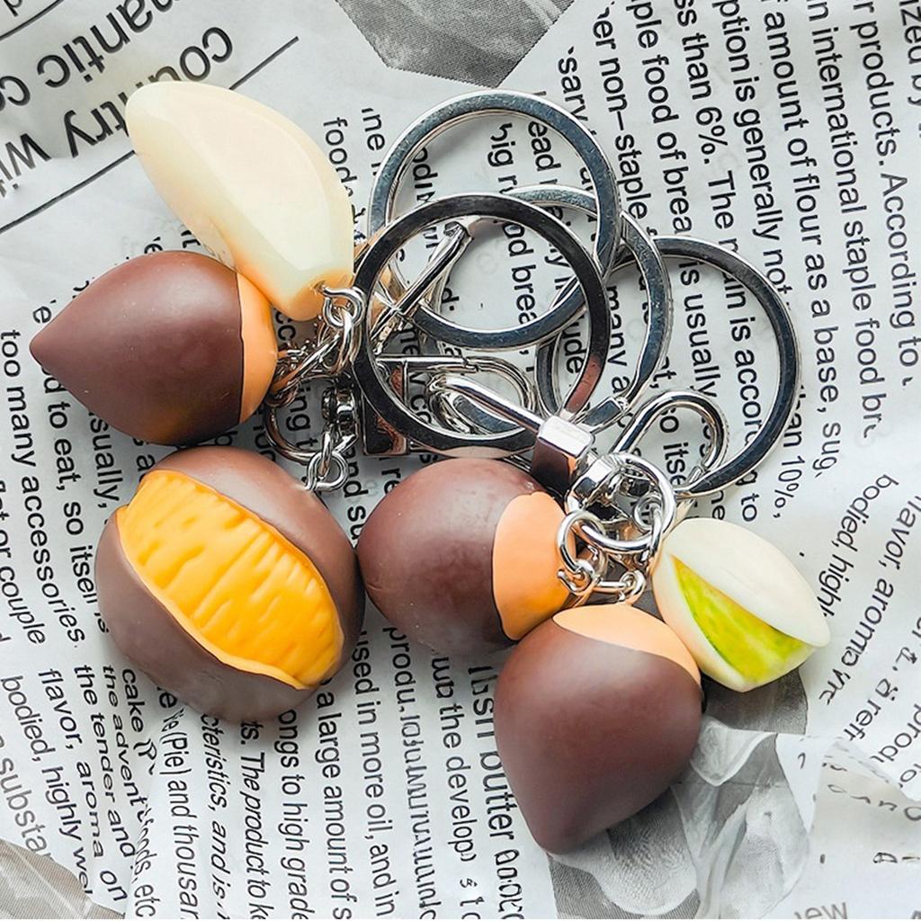 Realistic Chestnut Keychain Handmade Miniature Nut Charm Keyring With Authentic Details Stylish Cultural Gift Accessory