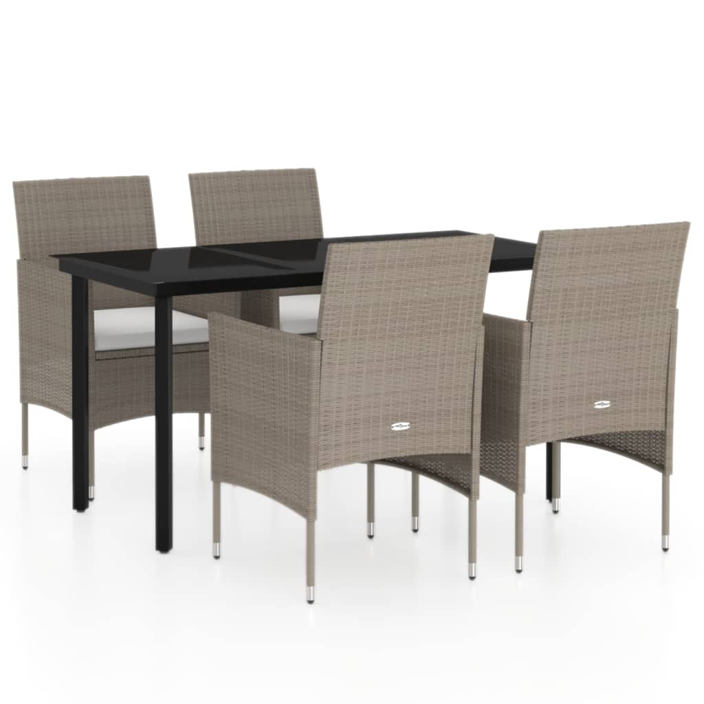 Vidaxl 5-Piece Garden Furniture Set with Cushions, Beige-Black