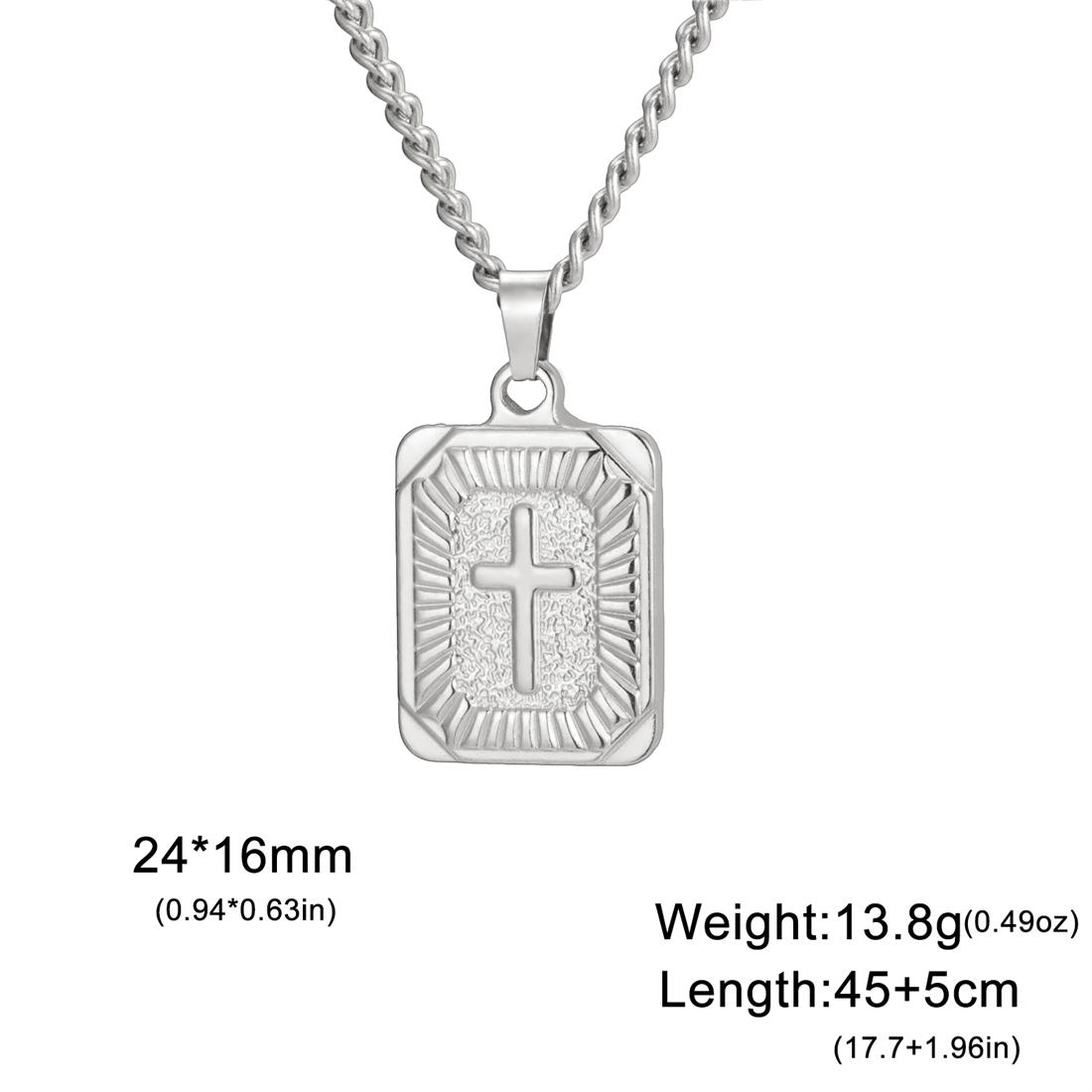 Square Eastern Orthodox Cross Pendant Necklace Stainless Steel Christian Prayer Amulet Necklaces Men Jewelry Wholesale