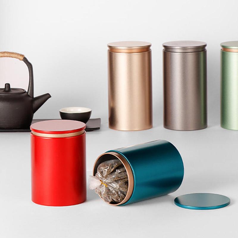 Portable Sealed Jar Travel Moisture-Proof Solid Color Nut Candy Food Coffee Storage Container Tea Can Metal Box Tinplate Storage
