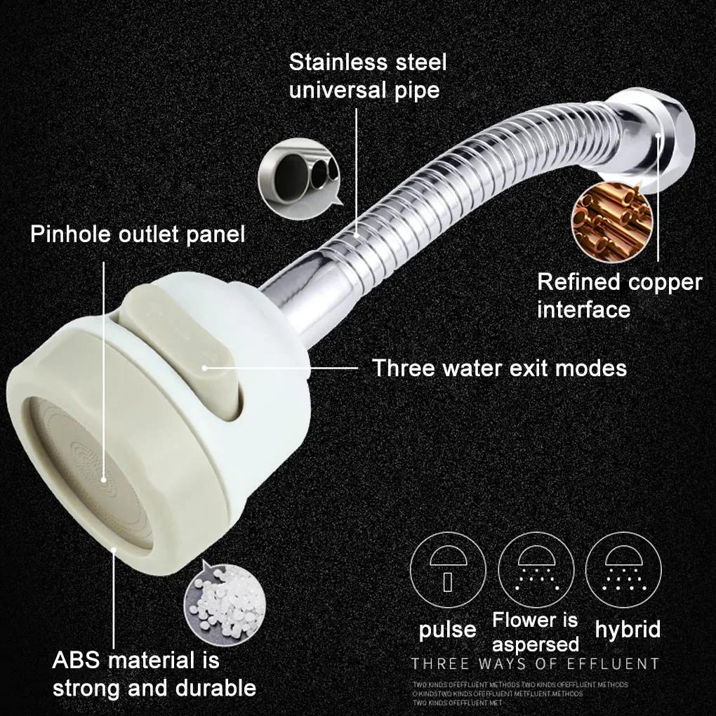 360 Degree Rotate Kitchen Faucet 3 Modes Aerator Faucet Water Saving Filter Extender Adapter Nozzle For Sink Faucet Accessories