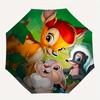 Bambi Thumper Skunk Cartoon Umbrella, Portable 3-Fold Compact Umbrella, Suitable for Camping, Hiking and Travel, Ideal Easter Birthday Gift