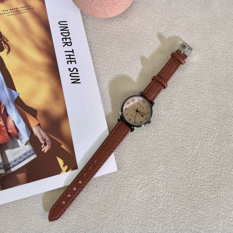 Retro Digital Calendar Watch Female Minimalist Temperament Junior High School Students Civil Service Exam Special Belt Female Watch