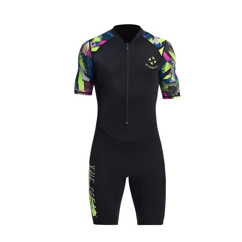 Mens 1.5mm Neoprene Short Sleeve Snorkeling Wetsuit With UV Protection Swimming Surfing Jellyfish Defense