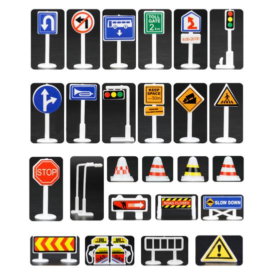 56Pcs/Set Eye-catching Compact Premium Wide Application Road Traffic Sign Kit Children Toy