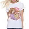 Anime Girl with Cat T-Shirt, Men's Women's Sizes (met-007)