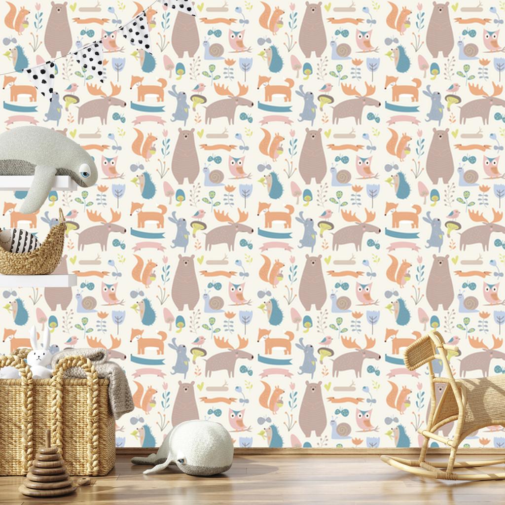 Forest Animals and Friends Wallpaper for Living Room and Bedroom 50x1000