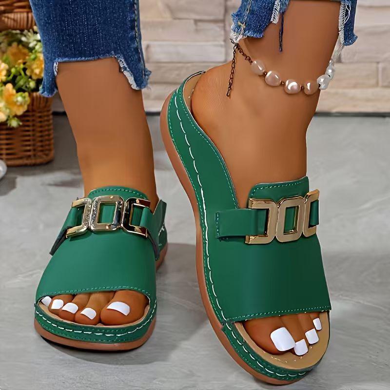 Plus Size 45 New Women's Fashion Casual Thick-Soled Wedge Slippers, Women Shoes