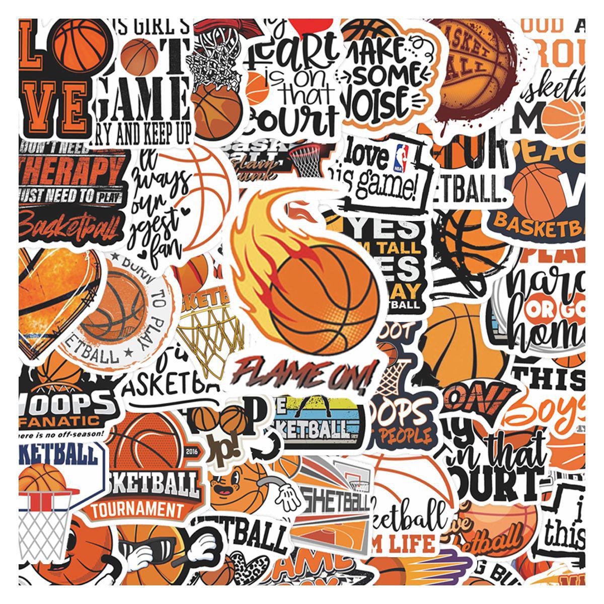 50 High-Quality Waterproof Basketball Stickers: Perfect for Laptops, Suitcases, Water Bottles, and Cars