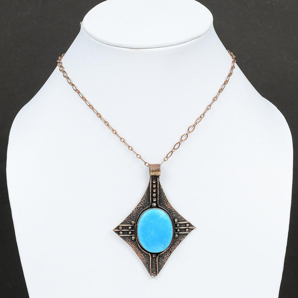 Arizona Turquoise Pendant Copper Pendant Handmade Pendant Unique Copper Jewelry Natural Gemstone Pendant Turquoise Jewelry Gift For Friend