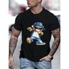 Men's Summer 100 Cotton Fashionable Casual Sports Loose Large Cartoon Cool Bear Pattern Printed Round Neck Short Sleeve T-shirt