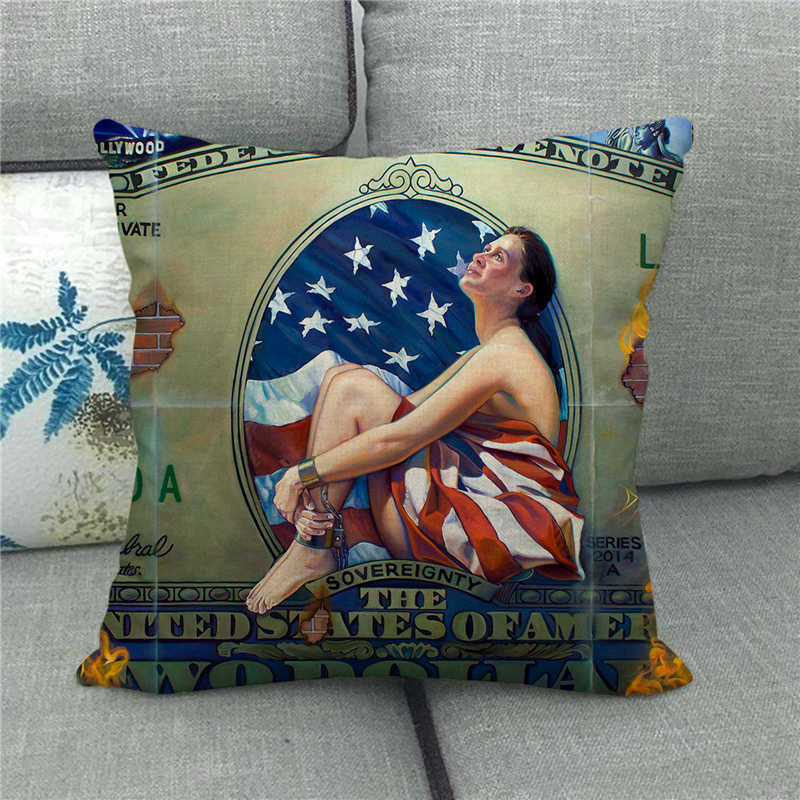 Flag Symbolizing The Bald Eagle In The United States Digital Printing Short Plush Pillow Covers For Sofa Office Cushion Cover