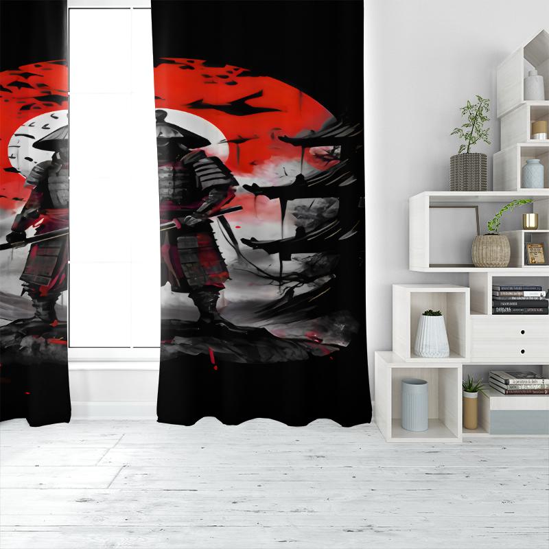 2pcs- Anime Post-apocalypte Samurai Polyester curtains, pole bag curtains 42*84, bedroom, living room, home room decoration