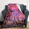 Name Custom Mount Fuji Cherry Blossoms Print Flannel Blanket High Quality Warm Comfortable Cover for All Seasons Perfect for Gifts Home Decor