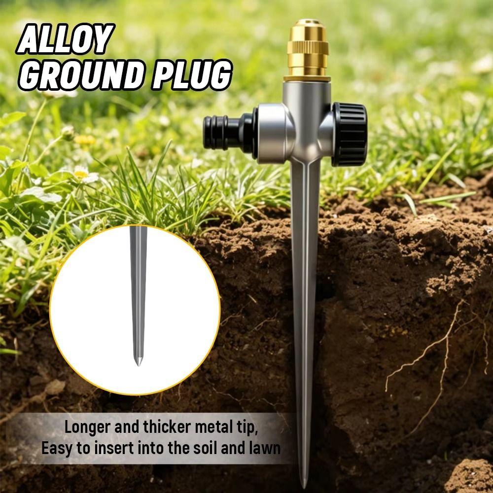 Irrigatore a spillo rotante a 360 gradi, doppio ugello, irrigatore da terra, irrigazione del giardino
