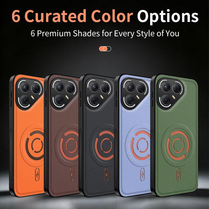 Fabric Leather Magnetic Phone Case for Tecno Pova 7 Pro ultra Shockproof Non-slip Full Camera Protection for Magsafe Back Cover
