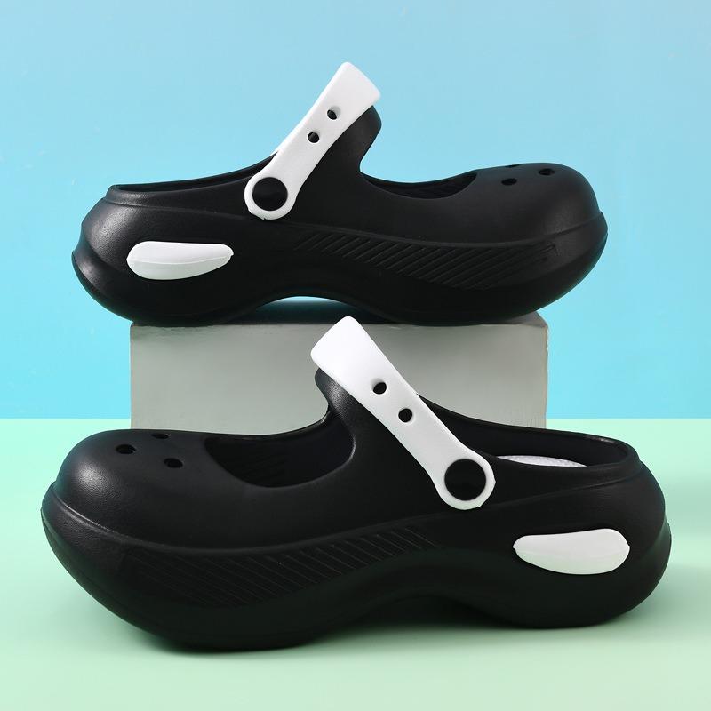 

DIY accessories hole shoes women s summer new wear non-slip eva baotou beach two wear cool slippers flower 39-40 черный белый