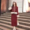 Winter Red Chinese New Year Outfit: Retro Down Set with Real Fox Fur Trim