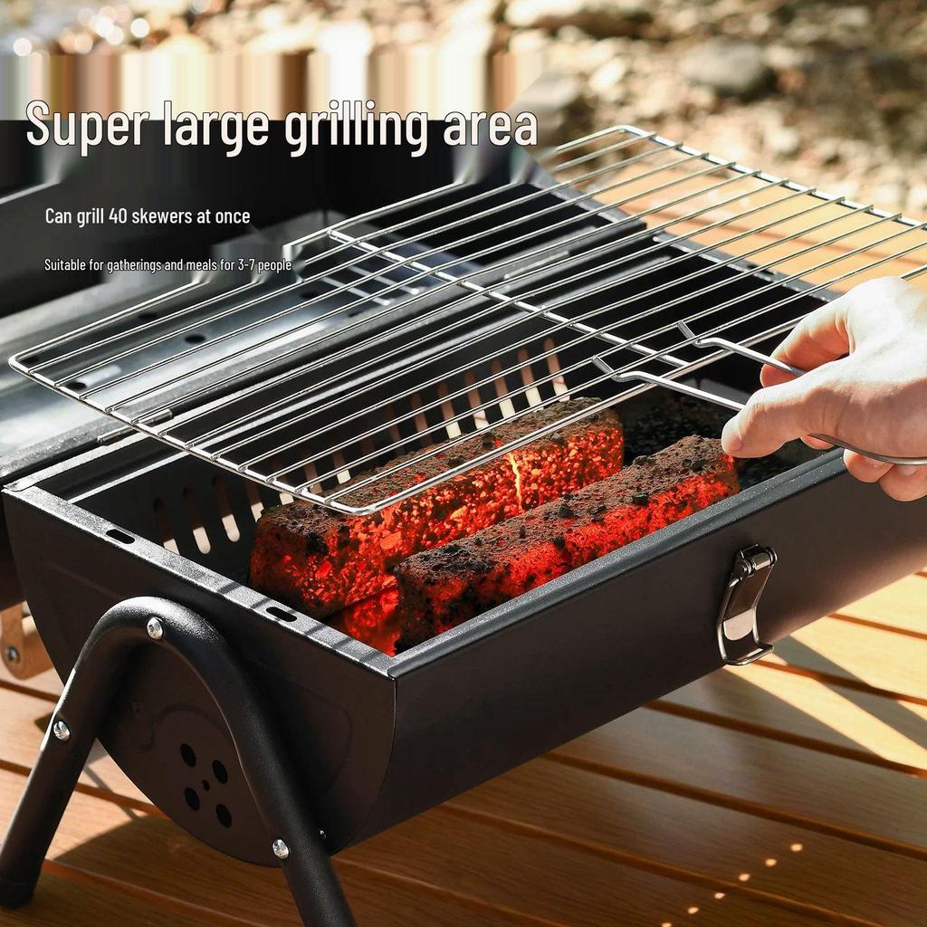Smokeless Outdoor Double-Sided Portable BBQ Grill and Chimney Stove