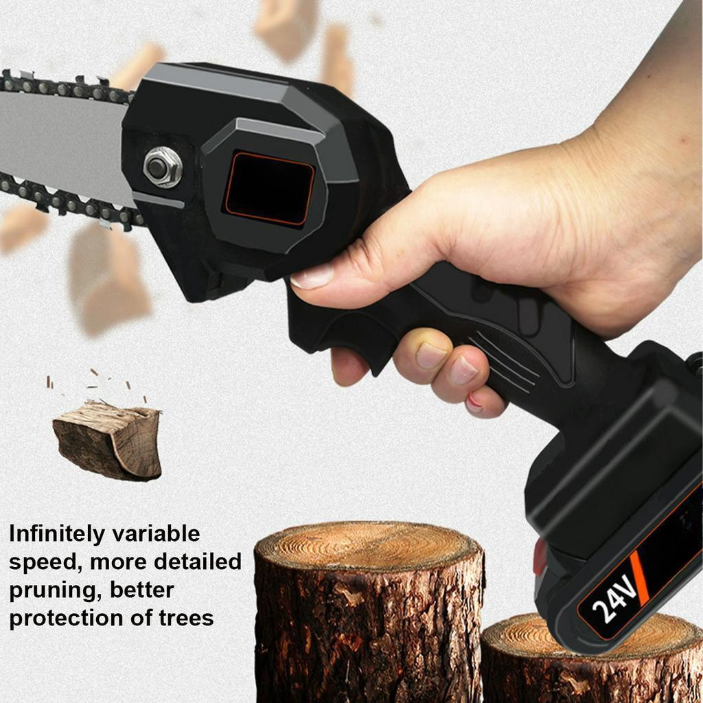 24V 1680W Mini Portable One-Hand Saw Wood Cutters Bracket Brushless Motor with 1 Batterys Electric Saw Chainsaw