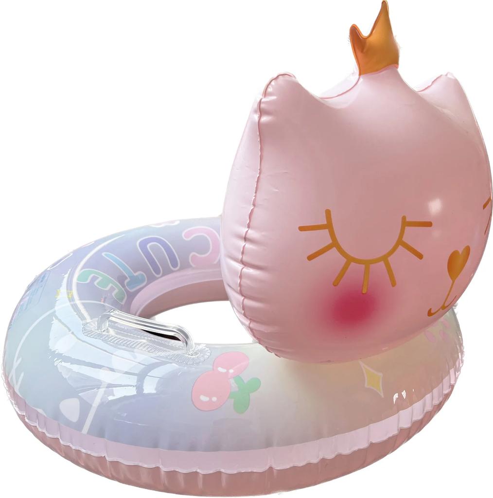 Children's Inflatable Toys Swimming Ring Crown Cat Summer Pool Party Inflatable Floating Circle with Handle Water Toys for Kids