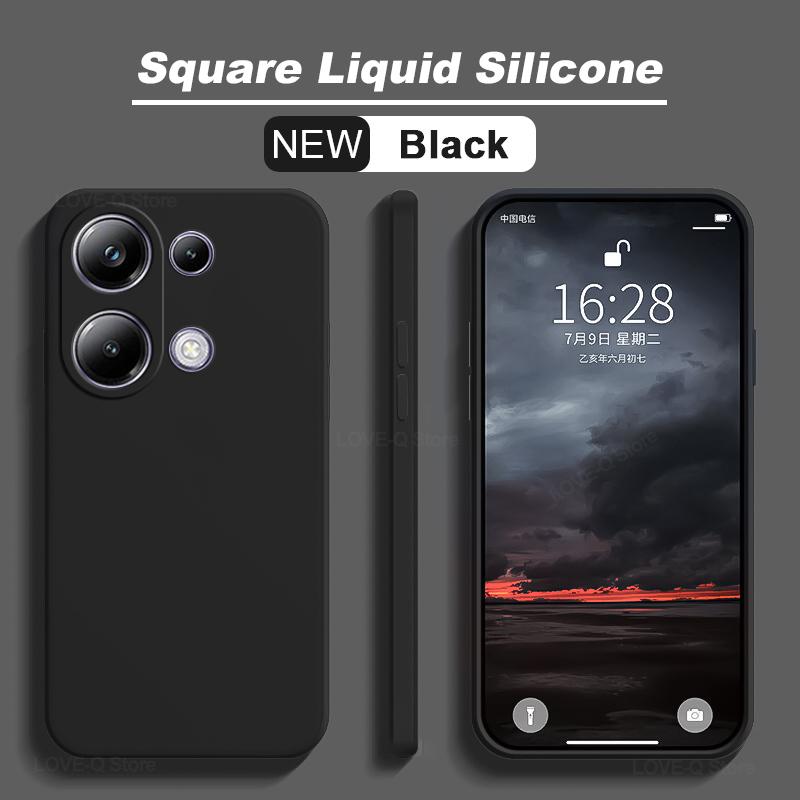 

Для Poco M6 M 6 Pro M6Pro чехол Роскошный квадратный жидкий силиконовый мягкий чехол для Xiaomi Poco M6 Pro 4G Poco M 6 Pro PocoM6 Pro Poco M6 Pro 4G чёрный