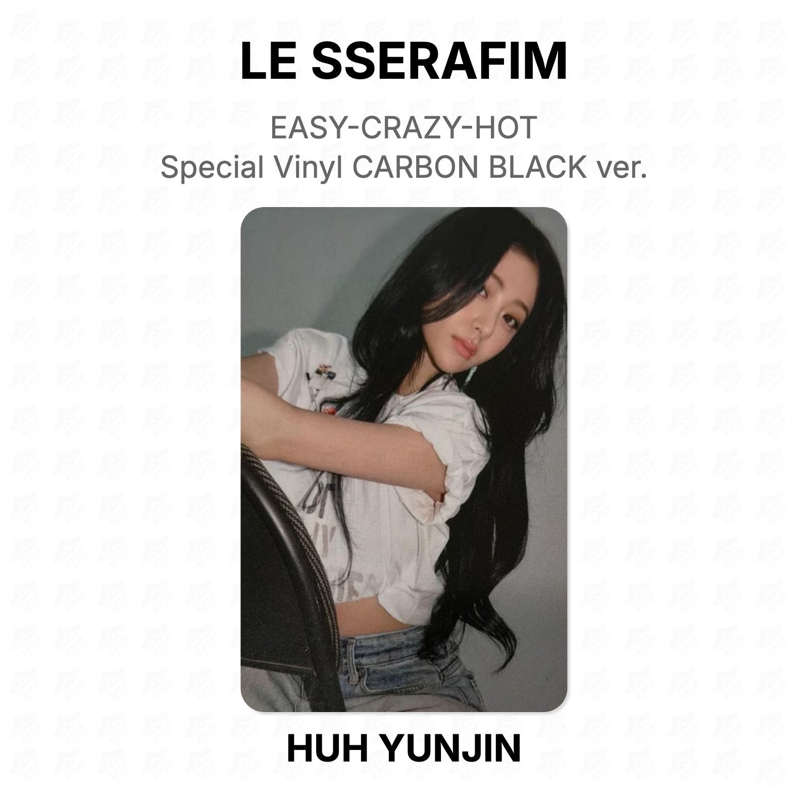 LE SSERAFIM EASY-CRAZY-HOT Special Vinyl CARBON BLACK ver. Official Photocard HUH YUNJIN