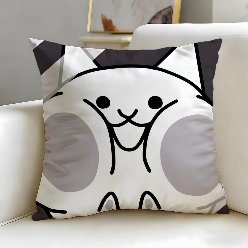 popular game The Battle Cats Cushion Cover Soft & Easy-Wash Pillow Case – Versatile for Couch, Bed, Travel and Office