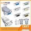 DB9 Male/Female Connector, Solder Type, D-SUB RS232 COM, Gold Plated, White Glue, Hollow Pin, Plastic Shell