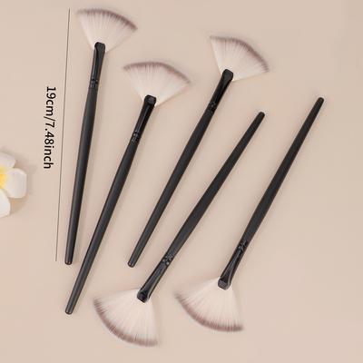 Brosses de Maquillage Professionnelles Faites à la Main Poils de Chèvre Saibikoho Doux Petit Eventail Pinceau Highlighter Ombre à Paupières Manche en Ébène Pinceau de Maquillage