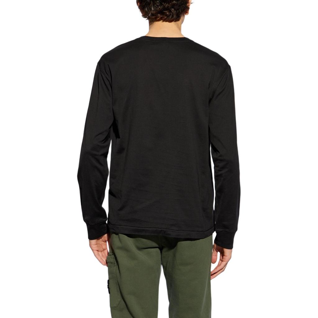 Stone Island FW24 Logo Crew Neck Knit Long Sleeve T-Shirt Men Tops Black 811522713-0-A0029