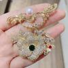 High-End Rose Brooch with Zircon and Freshwater Pearl