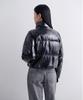 Musinsa Standard Woman Women'S Patent Synthetic Leather Puffer Short Padded Jacket [Black]