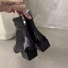 Fashion SUOJIALUN 2024 Winter New Brand Women Ankle Boots Fashion Pointed Toe Ladies Elegant Short Boots Square Low Heel Martins-boots