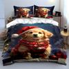 Golden Retriever Christmas Scene Bedding Duvet Cover Set  (1*Duvet Cover 2*Pillowcases, without duvet insert)