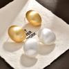 silver brushed small eggshell stud earrings niche design sense fashionable light luxury minimalist oval personality temperament earrings earrings