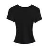 Trendy Women's Ribbed Slim Fit Short Sleeve T-Shirt with Sexy Round Neck and Straight Shoulders.